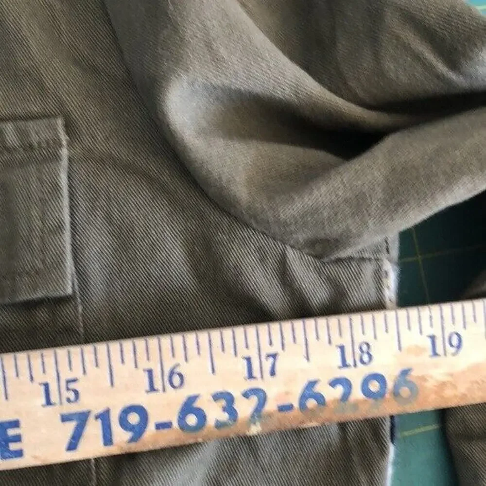 Mine Jacket Coat Sweater back Women's Sz Small khaki Green Pockets button front - Picture 8 of 8